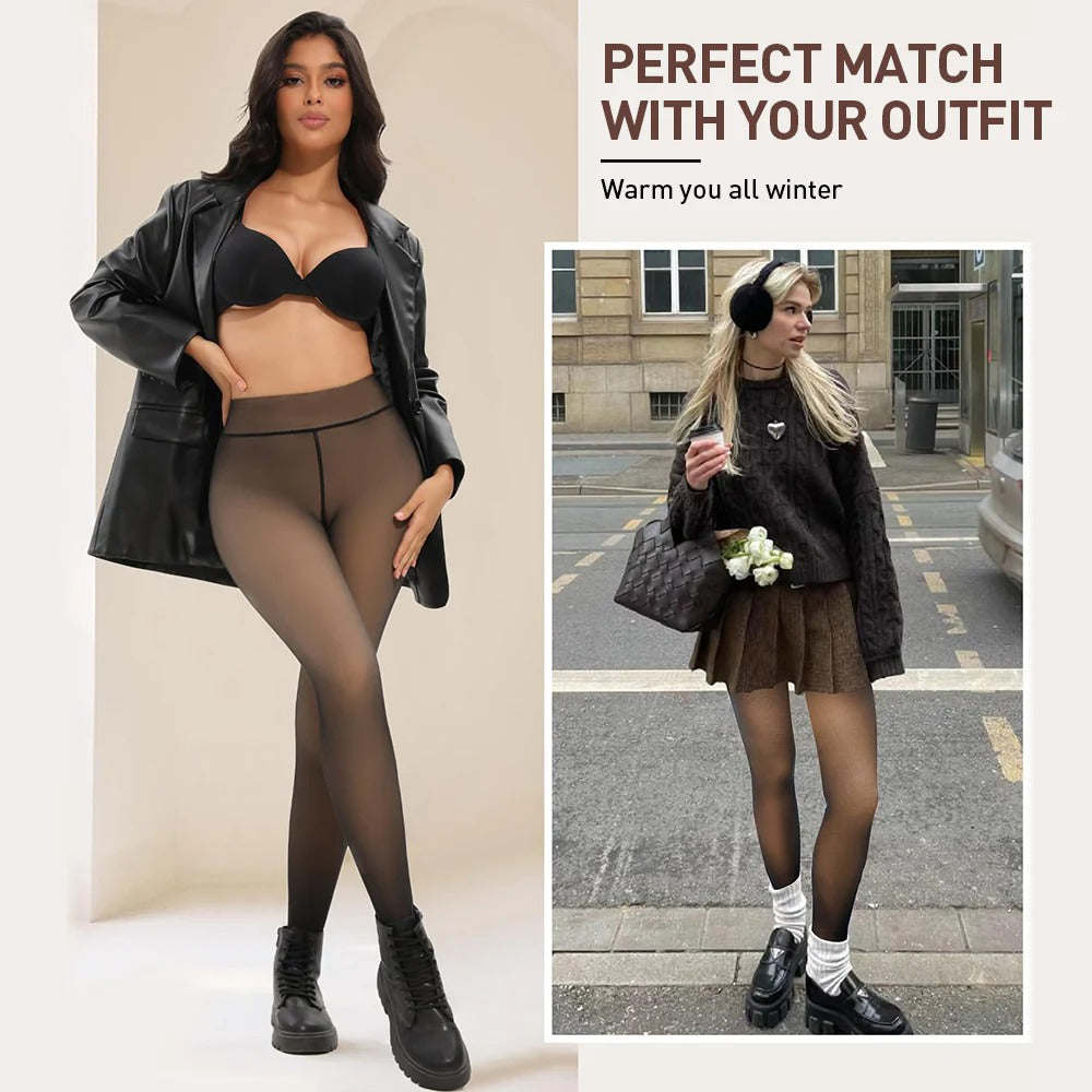 Fleece Lined Tights - One Lined Seamed